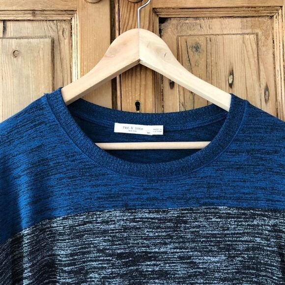 Rag & Bone Women's Size Small Blue Gray Black Striped Sweater Knit Casual - Picture 2 of 7